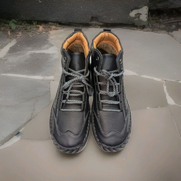 FLYLAND Men's Fashion Vintage Chukka Leather Ankle Boots Handmade Sz 13 - Picture 2 of 7